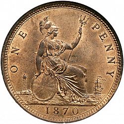 Large Reverse for Penny 1870 coin