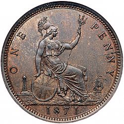 Large Reverse for Penny 1871 coin