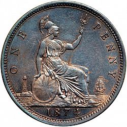 Large Reverse for Penny 1874 coin