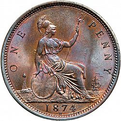 Large Reverse for Penny 1874 coin