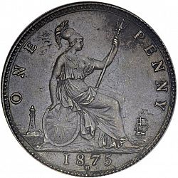 Large Reverse for Penny 1875 coin