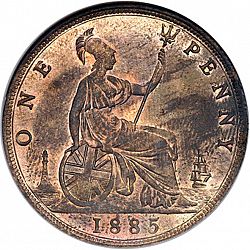 Large Reverse for Penny 1885 coin