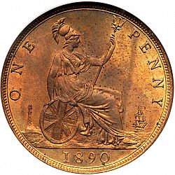 Large Reverse for Penny 1890 coin