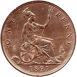 Large Reverse for Penny 1891 coin
