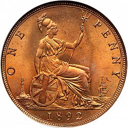 Large Reverse for Penny 1892 coin