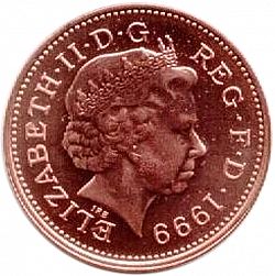 Large Obverse for 1p 1999 coin
