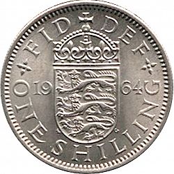Large Reverse for Shilling 1964 coin