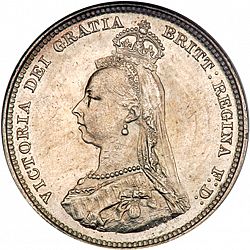Large Obverse for Shilling 1889 coin