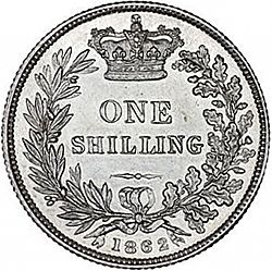 Large Reverse for Shilling 1862 coin