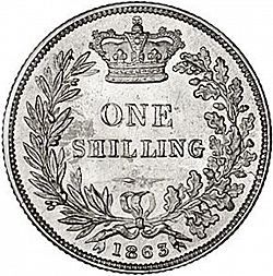 Large Reverse for Shilling 1863 coin