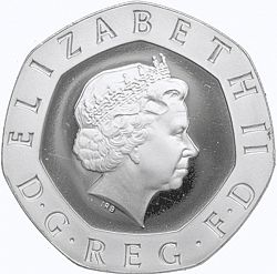 Large Obverse for 20p 1998 coin
