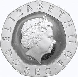 Large Obverse for 20p 1999 coin