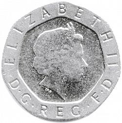 Large Obverse for 20p 2001 coin