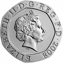 Large Obverse for 20p 2008 coin