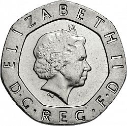 Large Obverse for 20p 2008 coin