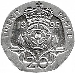Large Reverse for 20p 1995 coin