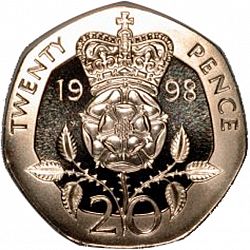 Large Reverse for 20p 1998 coin