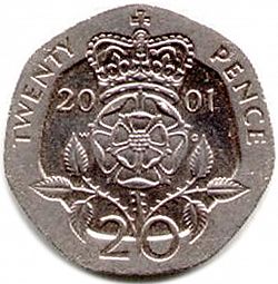 Large Reverse for 20p 2001 coin