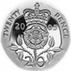 Large Reverse for 20p 2005 coin