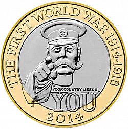 Large Reverse for £2 2014 coin
