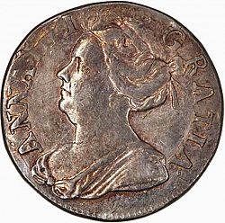 Large Obverse for Twopence 1706 coin