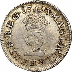 Large Reverse for Twopence 1713 coin