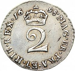 Large Reverse for Twopence 1698 coin