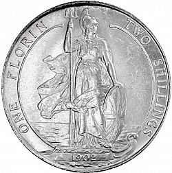 Large Reverse for Florin 1902 coin