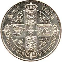 Large Reverse for Florin 1868 coin