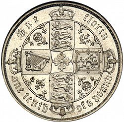 Large Reverse for Florin 1885 coin