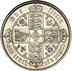 Large Reverse for Florin 1885 coin