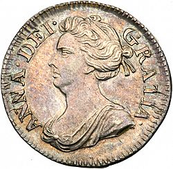 Large Obverse for Threepence 1704 coin