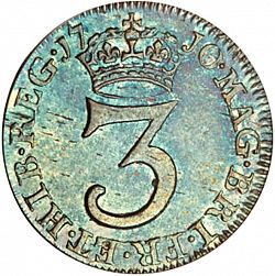 Large Reverse for Threepence 1710 coin