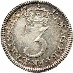 Large Reverse for Threepence 1713 coin