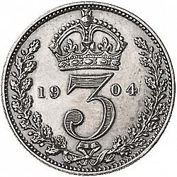 Large Reverse for Threepence 1904 coin