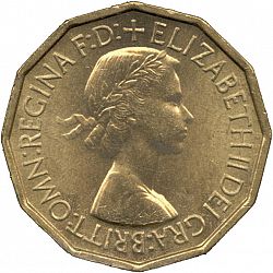 Large Obverse for Threepence 1953 coin