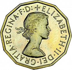 Large Obverse for Threepence 1962 coin