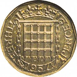 Large Reverse for Threepence 1954 coin