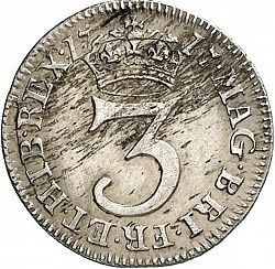 Large Reverse for Threepence 1717 coin