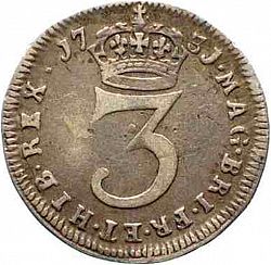 Large Reverse for Threepence 1735 coin