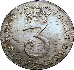 Large Reverse for Threepence 1746 coin