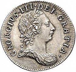 Large Obverse for Threepence 1766 coin