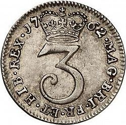 Large Reverse for Threepence 1762 coin