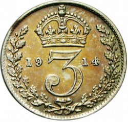 Large Reverse for Threepence 1914 coin