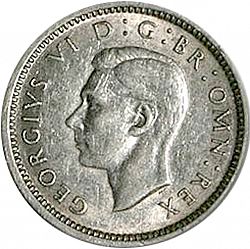 Large Obverse for Threepence 1939 coin