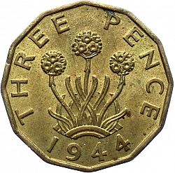 Large Reverse for Threepence 1944 coin