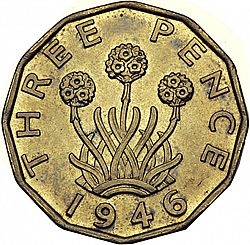 Large Reverse for Threepence 1946 coin