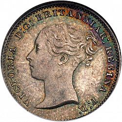 Large Obverse for Threepence 1850 coin