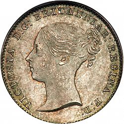 Large Obverse for Threepence 1868 coin