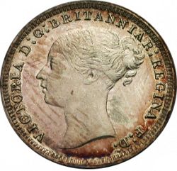 Large Obverse for Threepence 1879 coin